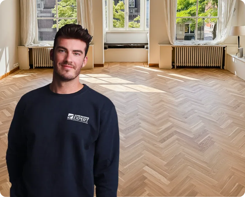 Parketvloer vóór en na een vakkundige schuurbehandeling