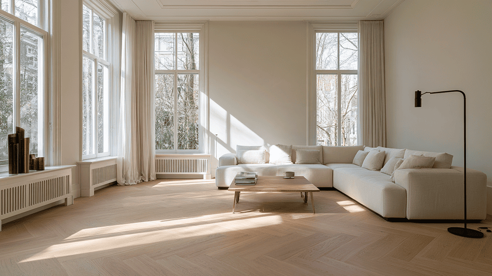 woonkamer met visgraatvloer